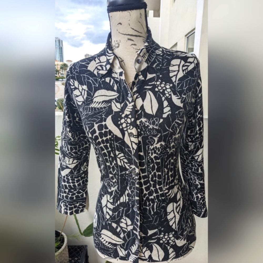 The Wrights Vintage Cashmere & Silk Button Up Shirt Blouse Top Size Medium